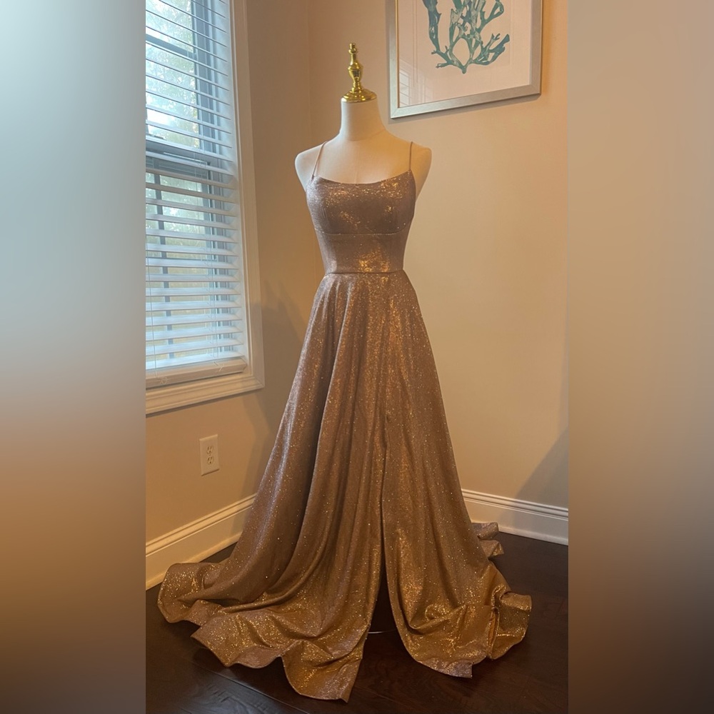 020 Sherri Hill Gold Sparkle Prom Dress